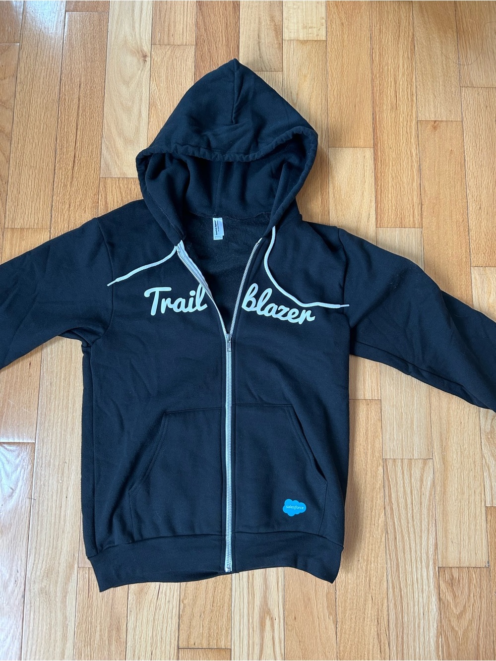 American Apparel Black Trailblazer Zip Hoodie with White Script